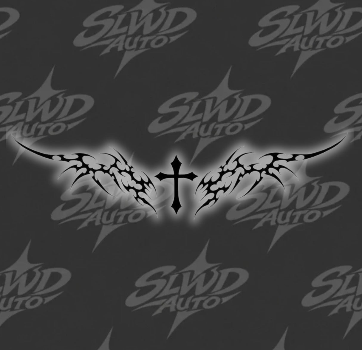 cross engraved mirror decal