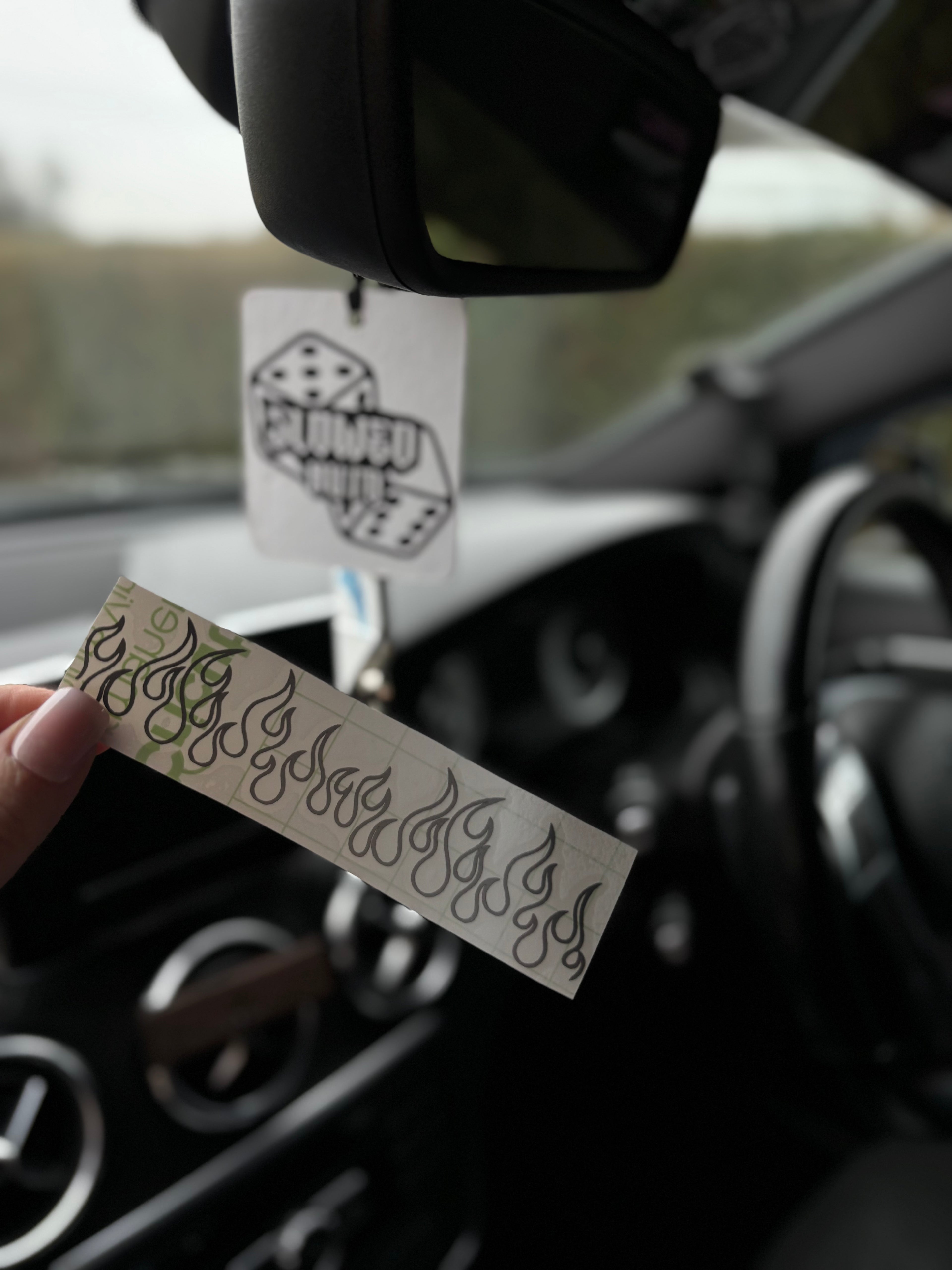 flame rear mirror decal
