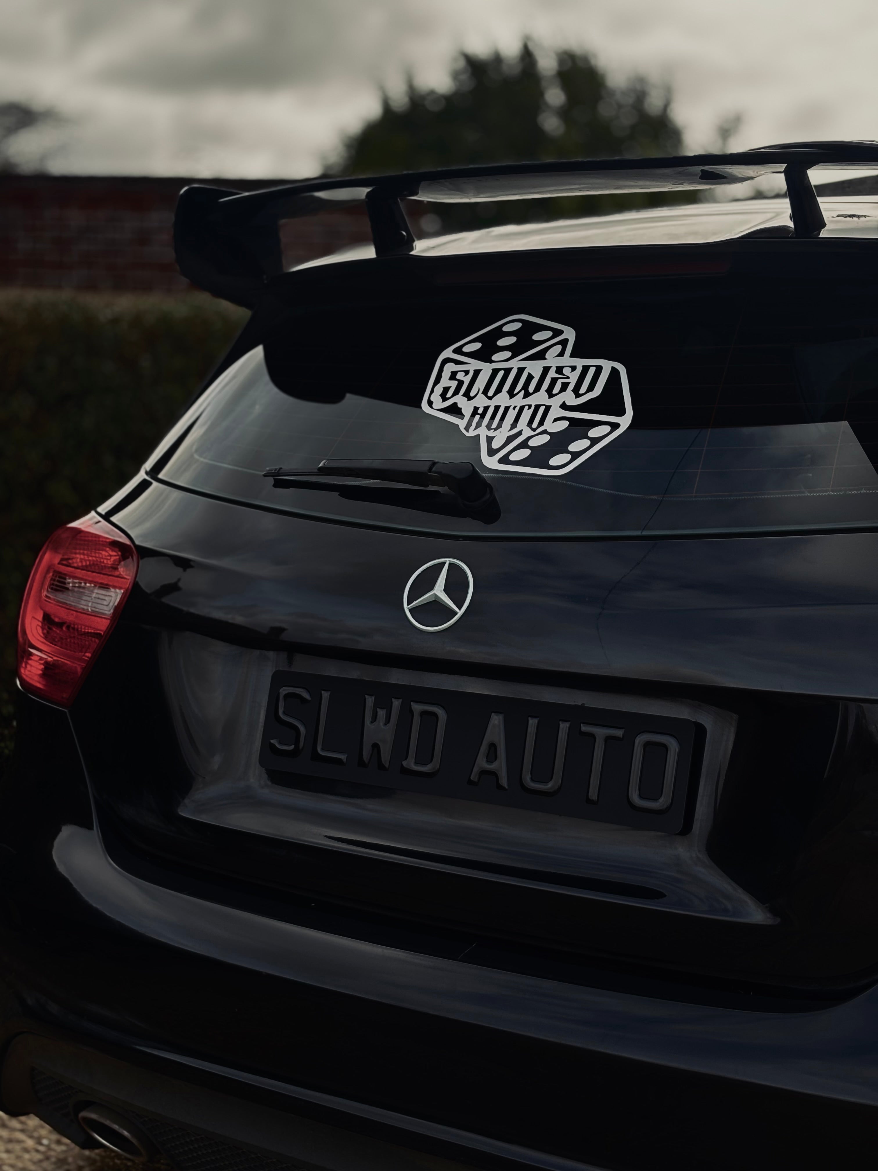 Slowed dice windscreen decal